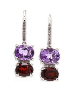 Pink Amethyst (3 ct. t.w.), Rhodolite Garnet (3 ct. t.w.) & White Topaz Accent Drop Earrings in Sterling Silver (Also in Multi-Blue Topaz)