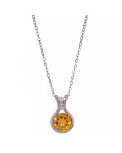 Citrine (1 ct. t.w.) & White Topaz (1/5 ct. t.w.) Tension 18" Pendant Necklace in Sterling Silver (Also in Peridot, London Blue Topaz, & Garnet)