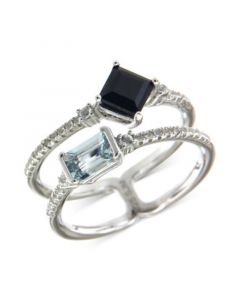 Multi-Gemstone Double Row Openwork Statement Ring (1-1/4 ct. t.w.) in Sterling Silver