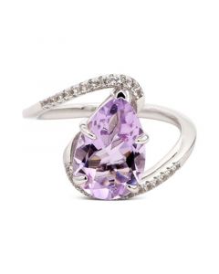 Pink Amethyst (3 ct. t.w.) & White Topaz Accent Swirl Statement Ring in Sterling Silver