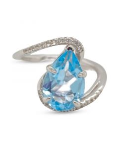 Sky Blue Topaz (3 ct. t.w.) & White Topaz Accent Swirl Statement Ring in Sterling Silver