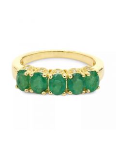 Emerald (2-1/2 ct. t.w.) & White Sapphire Accent Ring in Gold-Plated Silver (Also in Ruby & Sapphire)