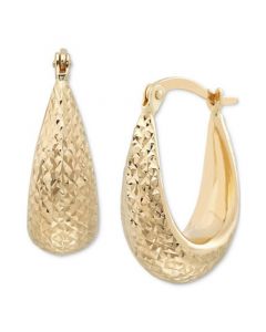 Graduated Textured Chunky Oval Hoop Earrings in 14k Gold, Created for Macy's