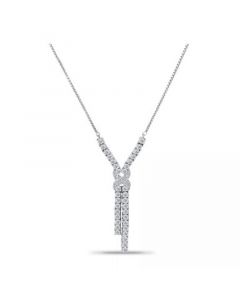 Cubic Zirconia Infinity Frontal Drop Adjustable Necklace (6.6 ct. t.w.) in 18K Sterling Silver or Sterling Silver