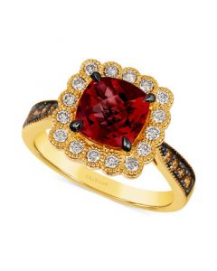 Pomegranate Garnet (2-3/4 ct. t.w.) & Diamond (1/2 ct. t.w.) Halo Ring in 14k Gold