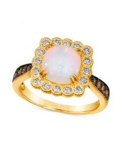 Neopolitan Opal (1-1/4 ct. t.w.) & Diamond (1/2 ct. t.w.) Halo Ring in 14k Gold