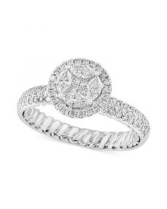 EFFY® Diamond Multi-Cut Halo Cluster Pavé Ring (1 ct. t.w.) in 14k White Gold