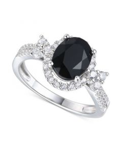 Onyx (1 1/2 ct. t.w. ) & Diamond (1/2 ct. t.w.) Ring in 10k White Gold