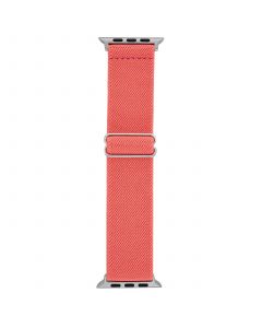 Women's Coral Woven Elastic Band with Silver Tone Stainless Steel Lugs for 42, 44, 45, Ultra 49mm Apple Watch