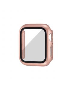 Unisex Rose Gold Tone/Gold Tone Full Protection Bumper with Integrated Glass Cover Compatible with 45mm Apple Watch