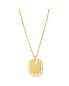 Diamond (1/5 ct. t.w.) Dog Tag 18" Pendant Necklace in 14k Gold