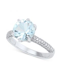 Aquamarine (2-1/2 ct. t.w.) & Diamond (3/8 ct. t.w.) Ring in 14k White Gold