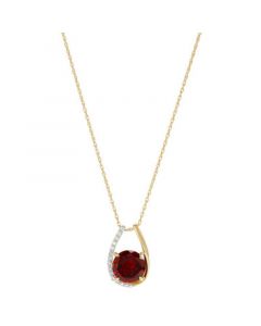 Garnet (2-1/3 ct. t.w.) & Diamond (1/10 ct. t.w.) 18" Pendant Necklace in 14k Gold