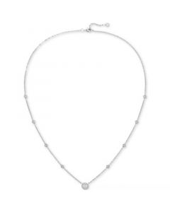 Onyx (4mm) & Diamond (1/10 ct. t.w.) Halo Pendant Necklace in Sterling Silver, 17" + 1" extender (Also available in Cultured Freshwater Pearl)