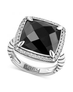 EFFY® Onyx & White Topaz (5/8 ct. t.w.) Statement Ring in Sterling Silver