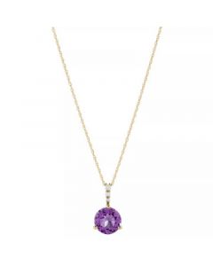 Amethyst (1-3/4-ct. tw.) & Diamond (1/20 ct. t.w.) Pendant Necklace in 14k Gold, 16" + 2" extender (Also in Citrine & Swiss Blue Topaz)