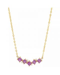 Amethyst (3/4 ct. t.w.) & Diamond (1/20 ct. t.w.) 18" Collar Necklace in 14k Gold (Also in London Blue Topaz)