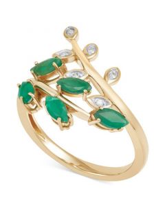 Emerald (7/8 ct. t.w.) and Diamond Accent Vine Statement Ring in 14k Gold