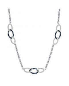 Sapphire (1 ct. t.w.) & White Sapphire (3/4 ct. t.w.) Interlink 18" Statement Necklace in Sterling Silver