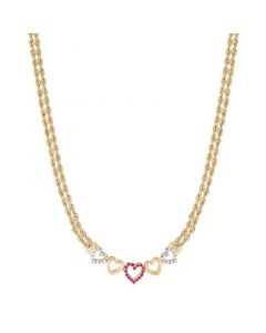 Ruby (1/5 ct. t.w.) & White Topaz (1/4 ct. t.w.) Multi-Heart 18" Collar Necklace in 18k Gold-Plated Sterling Silver