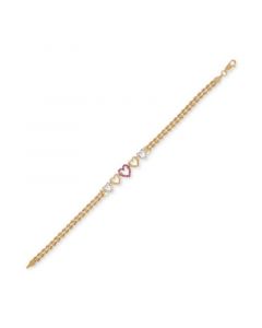 Ruby (1/5 ct. t.w.) & White Topaz (1/4 ct. t.w.) Heart Bracelet in 18k Gold-Plated Sterling Silver