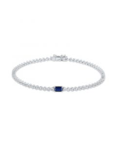 White Topaz (2 ct. t.w.) & Sapphire (1/3 ct. t.w.) Tennis Bracelet in 14K White Gold