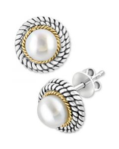 EFFY® Freshwater Pearl (7mm) Stud Earrings in Sterling Silver & 18k Gold-Plate