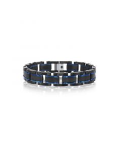 Mens Stainless Steel Blue and Black Bracelet