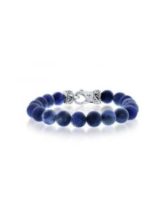 Mens Stainless Steel 10mm Sodalite Bead Stone Bracelet