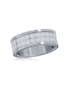 Mens Stainless Steel CZ Polished Eternity Band