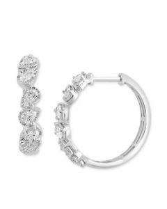 EFFY® Diamond Pear Small Hoop Earrings (5/8 ct. t.w.) in 14k White Gold, 0.75"