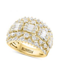 EFFY® Diamond Round & Baguette Multirow Cluster Ring (2-1/3 ct. t.w.) in 14k Gold