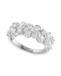 EFFY® Diamond Pear & Round Double Row Ring (1-1/8 ct. t.w.) in 14k White Gold