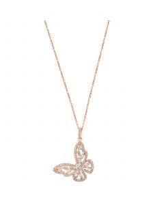 EFFY® Diamond Butterfly Pendant Necklace (3/4 ct. t.w.) in 14k Rose Gold, 16-3/4" + 1-1/4" extender