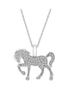 Diamond Horse Pendant Necklace (1/4 ct. t.w.) in 10k White Gold, 18" + 2" extender, Created for Macy's