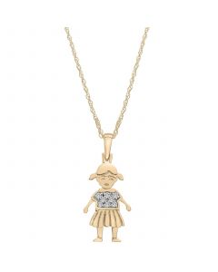 Diamond Girl Pendant Necklace (1/20  ct. t.w.) in 10k Gold, 18" + 2" extender, Created for Macy's