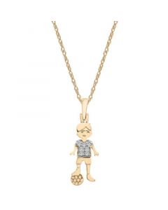 Diamond Soccer Boy Pendant Necklace (1/20 ct. t.w.) in 10k Gold, 18" + 2" extender, Created for Macy's