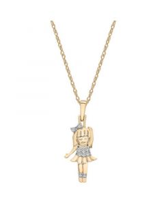 Diamond Ballerina Girl Pendant Necklace (1/20 ct. tw) in 10k Gold, 18" + 2" extender, Created for Macy's