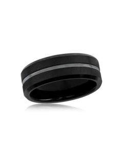 Mens Matte Polished Black Tungsten Ring