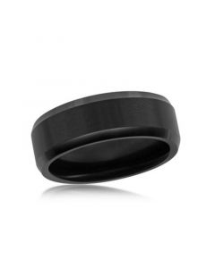 Mens Brushed and Polished Black 8mm Tungsten Ring