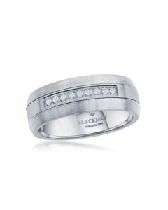 Mens Brushed Polished 8mm Tungsten CZ Ring