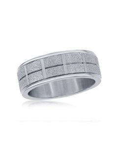 Mens Stainless Steel Sand Blasted Ring