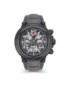 Men's Partenza Collection Chronograph Timepiece Black Silicon with Gray Leather Strap Watch, 49mm