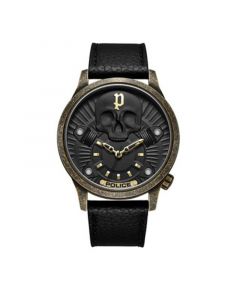 Men's Jet Collection Black Genuine Leather Strap Watch 44mm