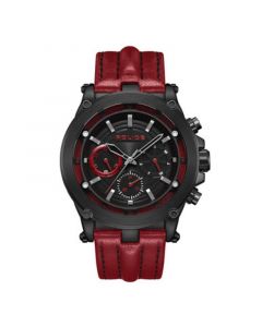 Men's Taman Collection Red Genuine Leather Strap Multi-function Watch 47mm