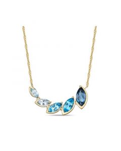 Elegant Ombre Blue Topaz Marquise Bezel Set East West Pendant in 14K Yellow Gold Plated Over Sterling Silver