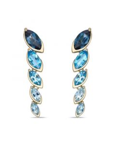 Elegant Ombre Blue Topaz Marquise Bezel Set Drop Earrings in 14K Yellow Over Gold Sterling Silver