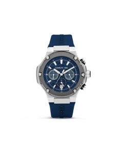 Men's Lucardo Collection Blue Dark Silicone Strap Watch 44mm