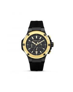 Men's Lucardo Collection Black Silicone Strap Watch 44mm