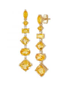 Citrine (6-1/2 ct. t.w.) & Diamond (1/20 ct. t.w.) Drop Earrings in 14k Gold-Plated Sterling Silver